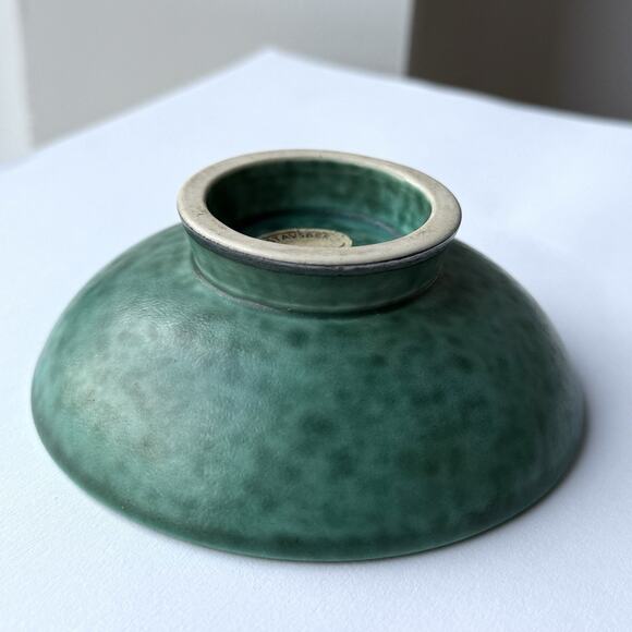 Wilhelm Kåge Gustavsberg Argenta Sweden Pottery Small Bowl 4” Silver Overlay - Picture 5 of 6